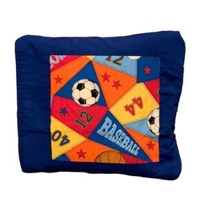 Handmade Foldup Pillow Childs Quilt Sports Baseball Soccer Kids Quilted Blanket